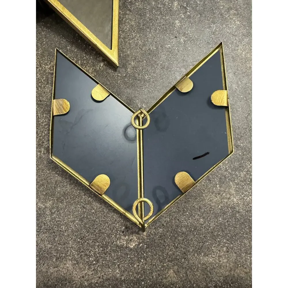 Urban Outfitters Set of 3 Wall Mirrors Brass Style Chevron Pattern Home Decor
